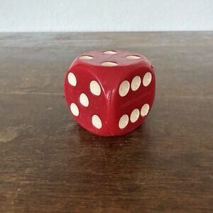 Vintage Jumbo Large 6 Sided Dice Die Red Made In Hong Kong Collectible